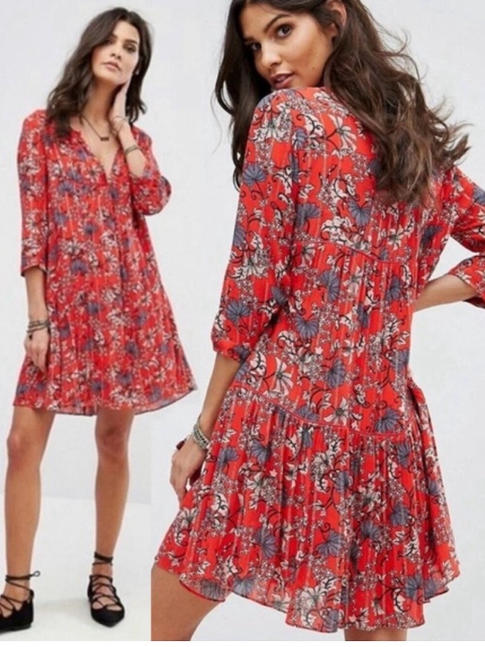 ba&sh Eve Floral Print Dress with Metallic thread accents. Boho chic.